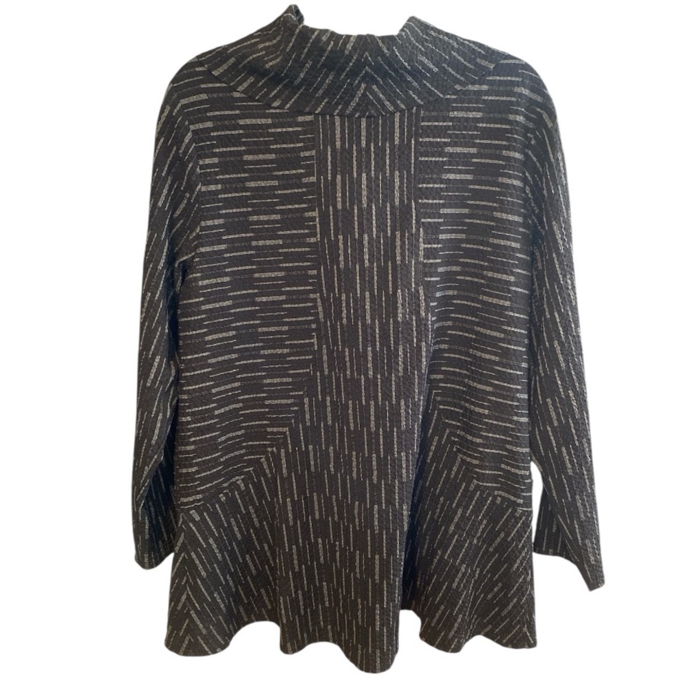 Habitat Textured Black Printed Cowl Neck Tunic Top - Picture 2 of 10